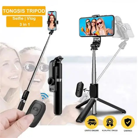 Extendable Flash 3-in-1 Selfie Stick Tripod with Bluetooth Remote